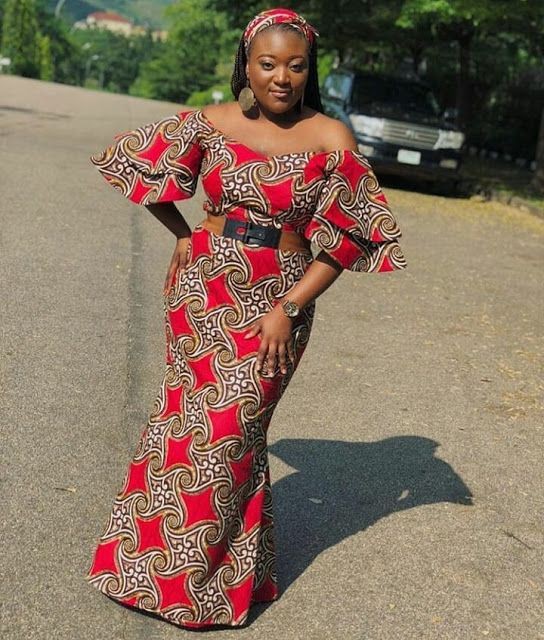African wax prints Off The Shoulder fashion: African Dresses,  Aso ebi,  Ankara Dresses  