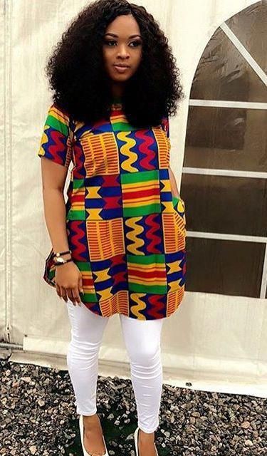 ankara top and jeans