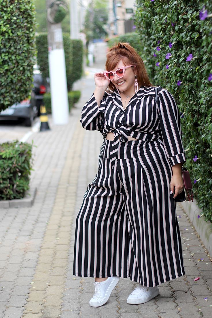 Stripped plus size pant outfits: Plus size outfit  