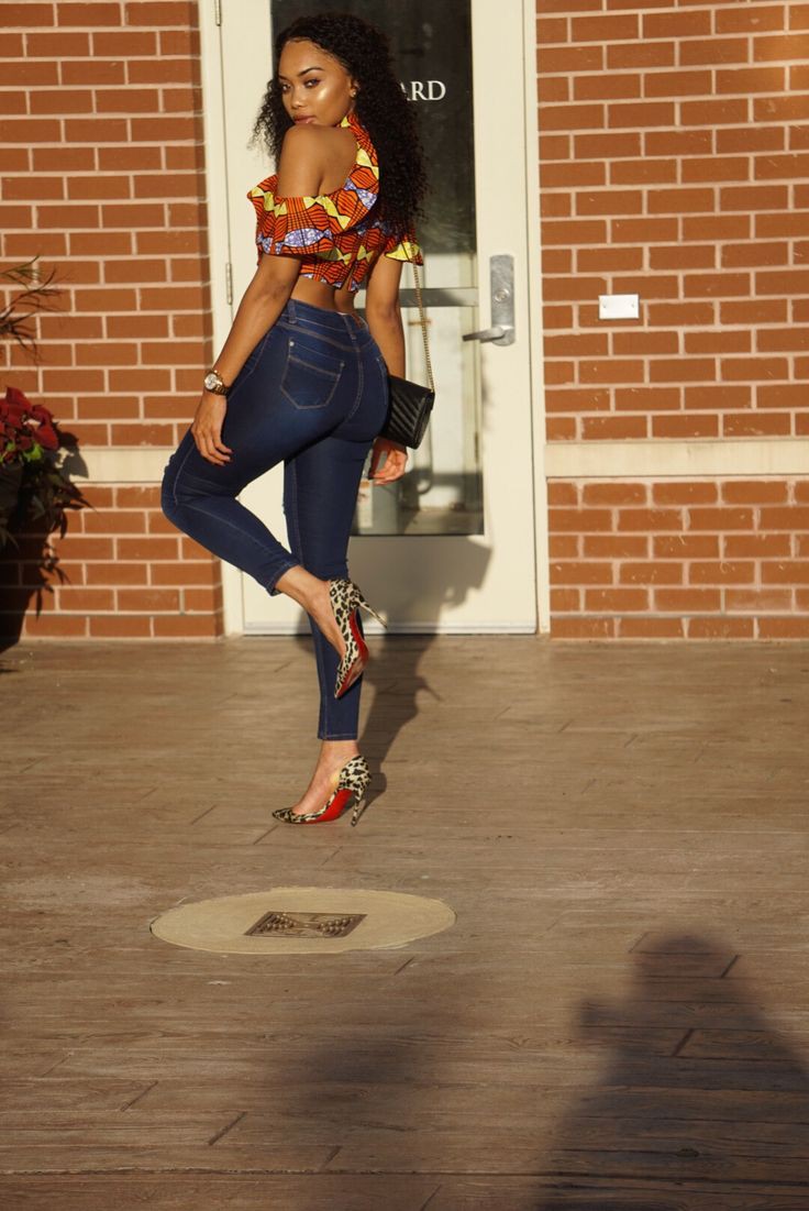 Ankara Tops And Jeans Fashion: Serwaa Amihere,  GHOne TV,  Ankara With Denim  