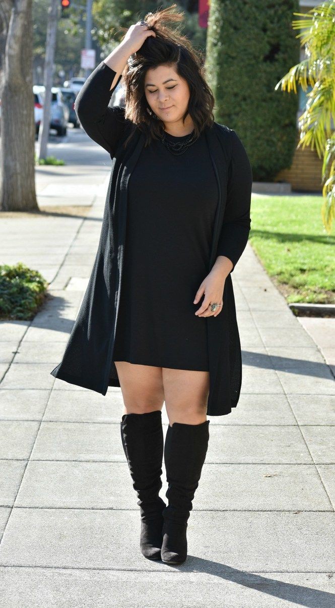 black sweater dress outfit ideas