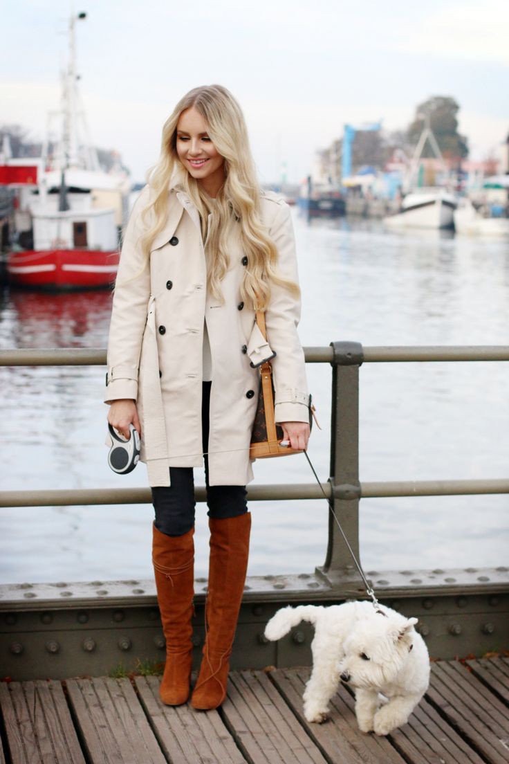 Trench coat and knee high boots | Trench Coat Winter Outfit | Fashion ...
