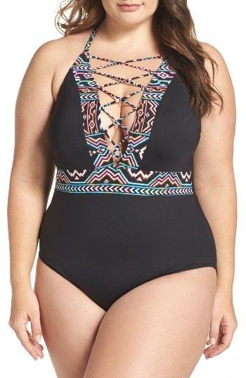 Plus Size Swimwear, Swimsuits For All: swimwear,  Plus size outfit,  One-Piece Swimsuit,  Underwire bra  