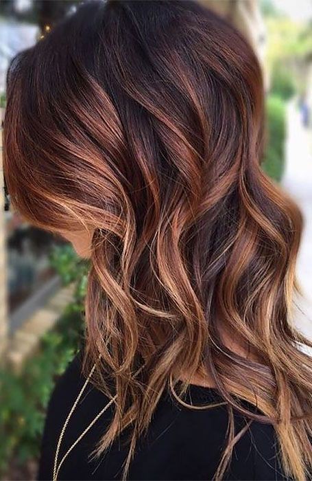 Brown hair with auburn and blonde highlights: Brown hair,  Hair highlighting,  Red hair,  Hair Color Ideas  