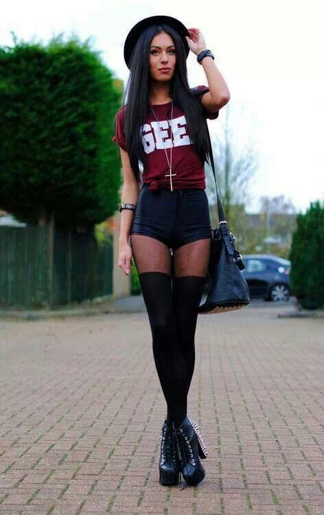 Thigh high socks with shorts: Knee highs,  Punk Style  