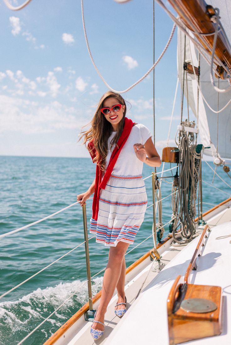 Boating Outfits, French Riviera, Summer vacation: Summer vacation,  Plaid Dress,  Boating Dresses  