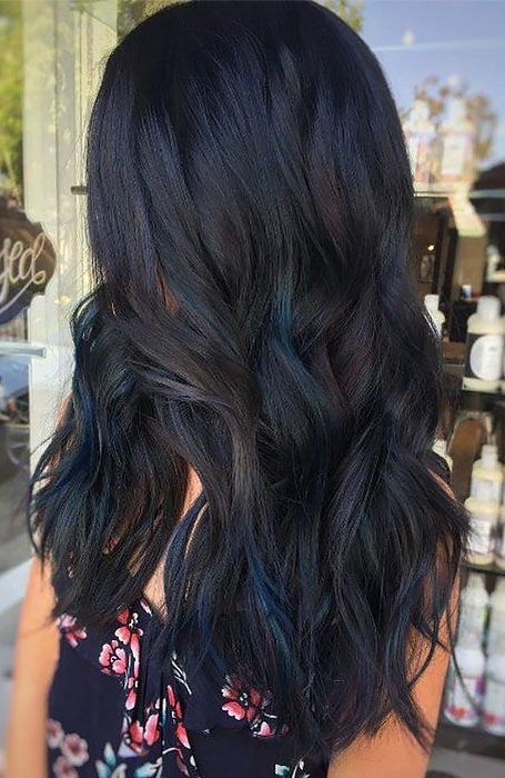 Blue highlights on black hair | Highlighted Hairstyles For Black Hair | Blue  hair, Brown hair, Hair Color Ideas