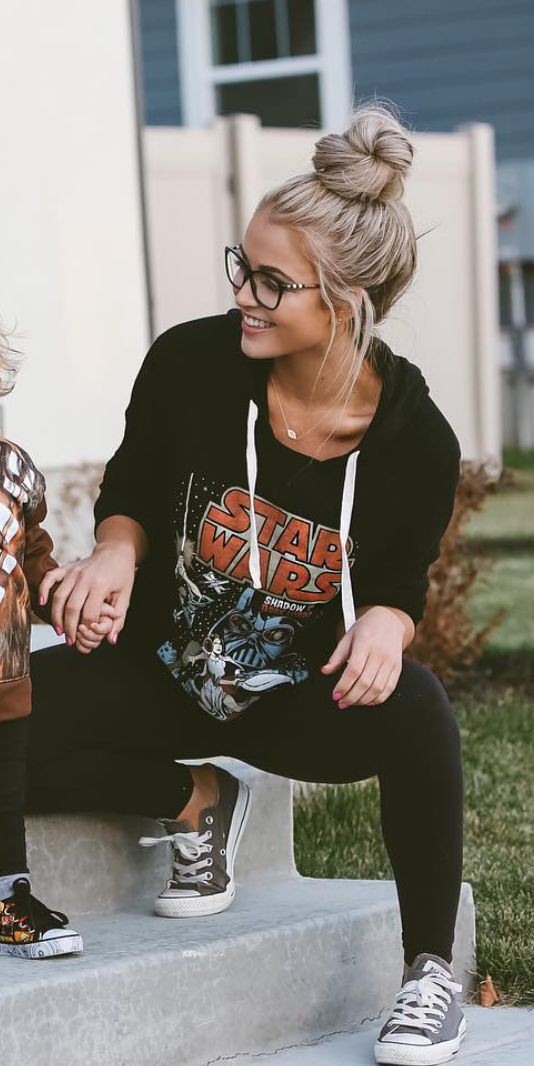 These are gorgeous messy bun hoodie: Preppy Look,  Black Hoodie,  Hoodie,  Hoodie outfit  