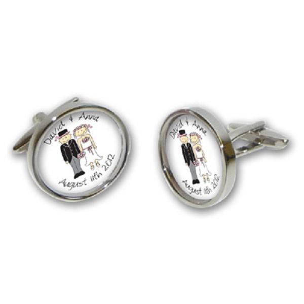 BESPOKE PERSONALISED WEDDING CARTOON CUFFLINKS £20.99: Wedding Cufflinks  