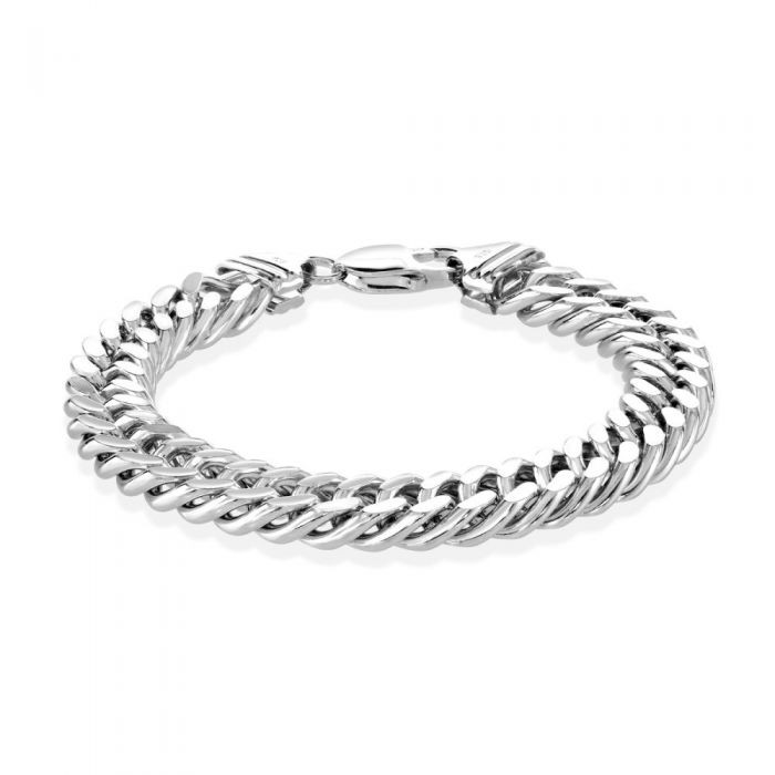 Sterling Silver 10.6mm Double Curb Bracelet Diamond Cut £132.00: bracelet  