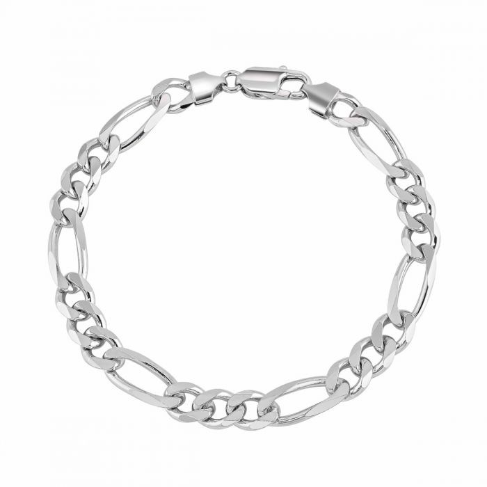 Sterling Silver 7.6mm Diamond Cut Figaro Link Bracelet: Diamond Cut Figaro Link Bracelet,  Figaro Link Bracelet,  bracelet  