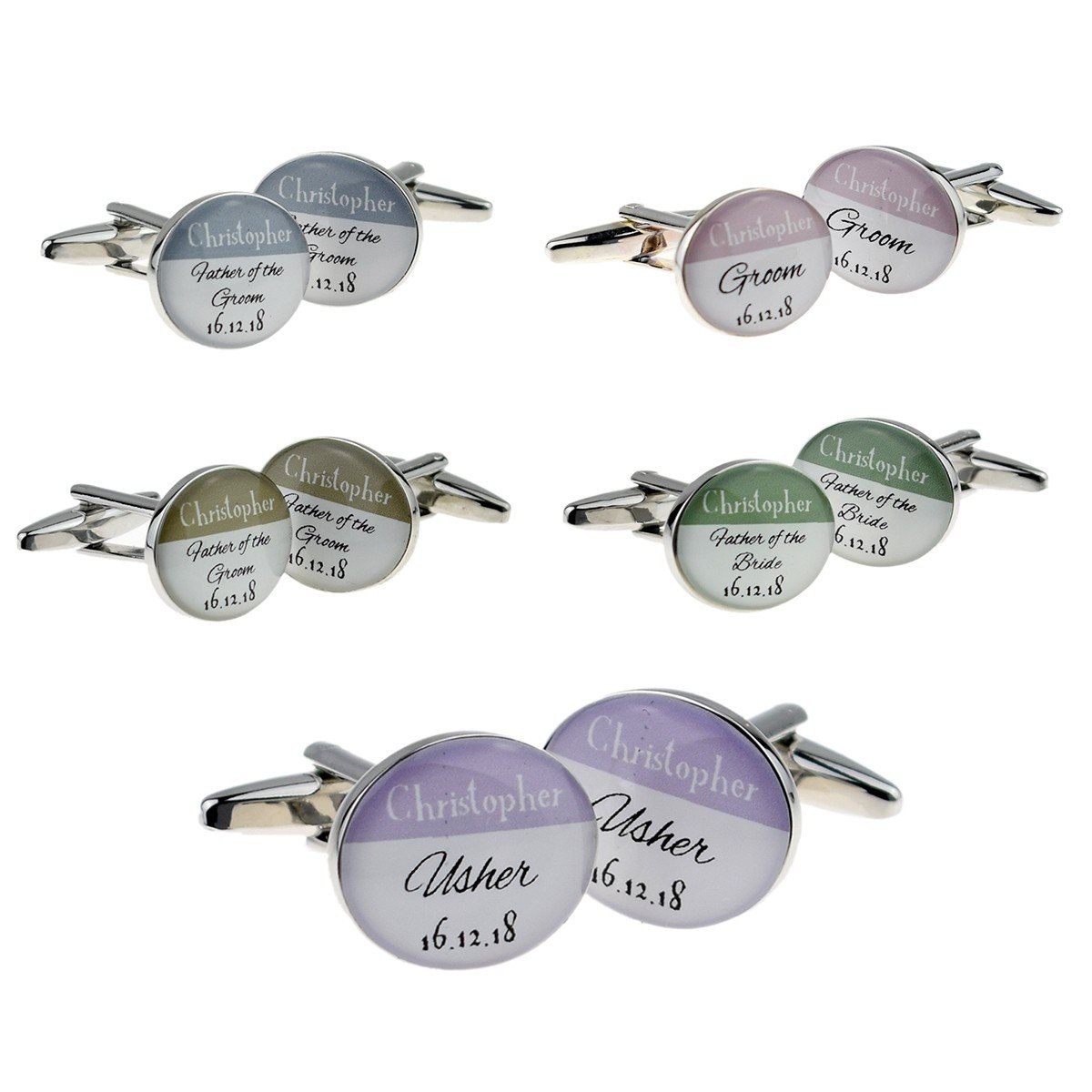 OVAL CONTEMPORARY HALF COLOUR WEDDING CUFFLINKS £24.99: Wedding Cufflinks  