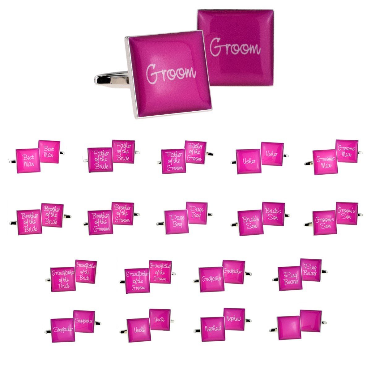 HOT PINK SQUARE WEDDING CUFFLINKS: Wedding Cufflinks  