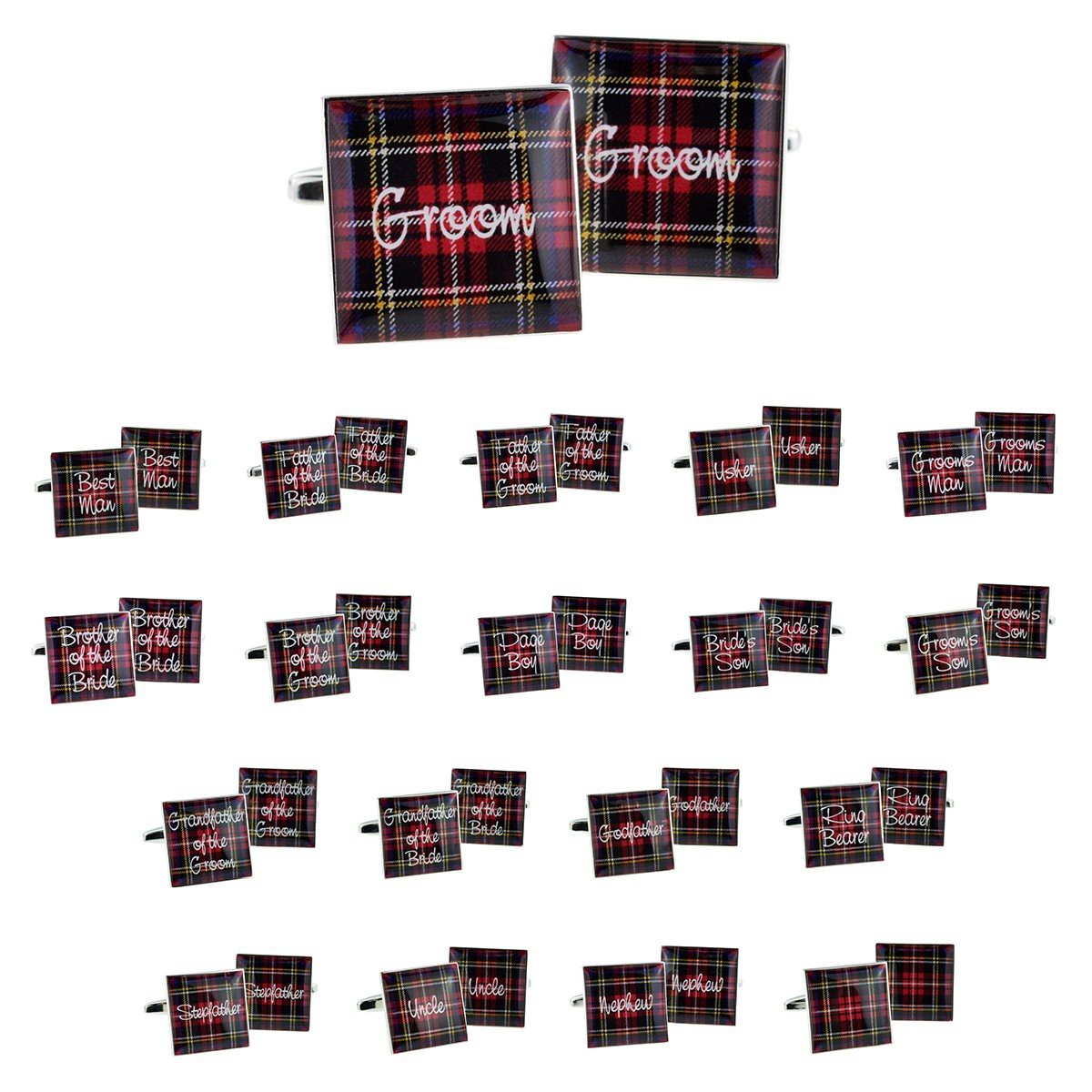 ROYAL STEWART TARTAN DESIGN WEDDING CUFFLINKS COLLECTION: 