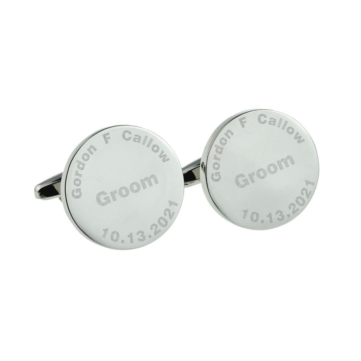 PERSONALISED CIRCULAR ENGRAVED DESIGN WEDDING CUFFLINKS £19.99: Wedding Cufflinks  