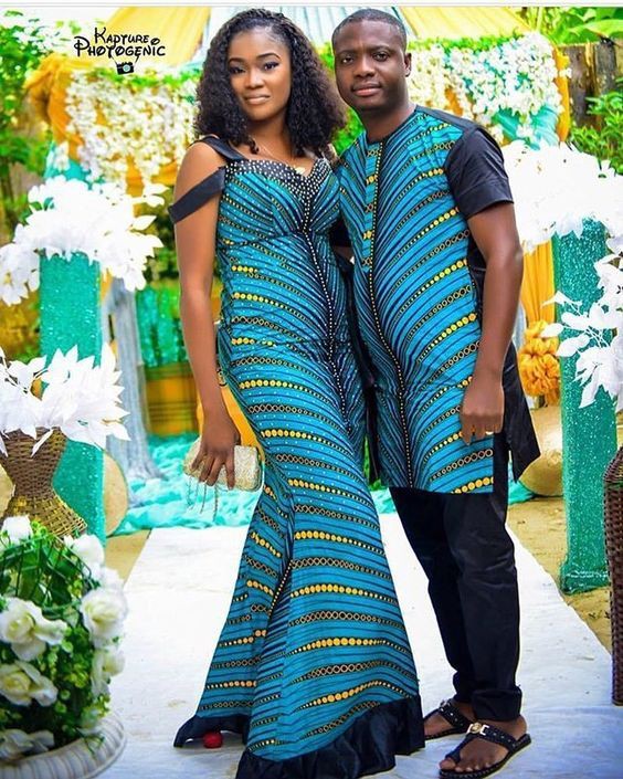 Matching african outfits for couples: Wedding dress,  African Dresses,  Kitenge Couple Outfits  