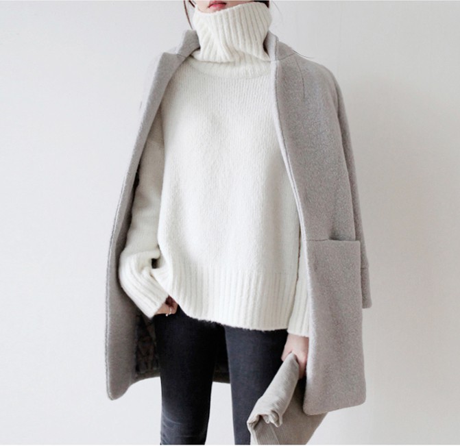 My own ideas on grey coat outfits, Polo neck: winter outfits,  Polo neck,  Cashmere wool,  Casual Outfits  