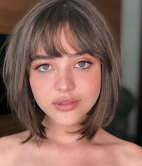 Thin bangs short hair, Short hair | Fat Face Short Hair | Bob cut