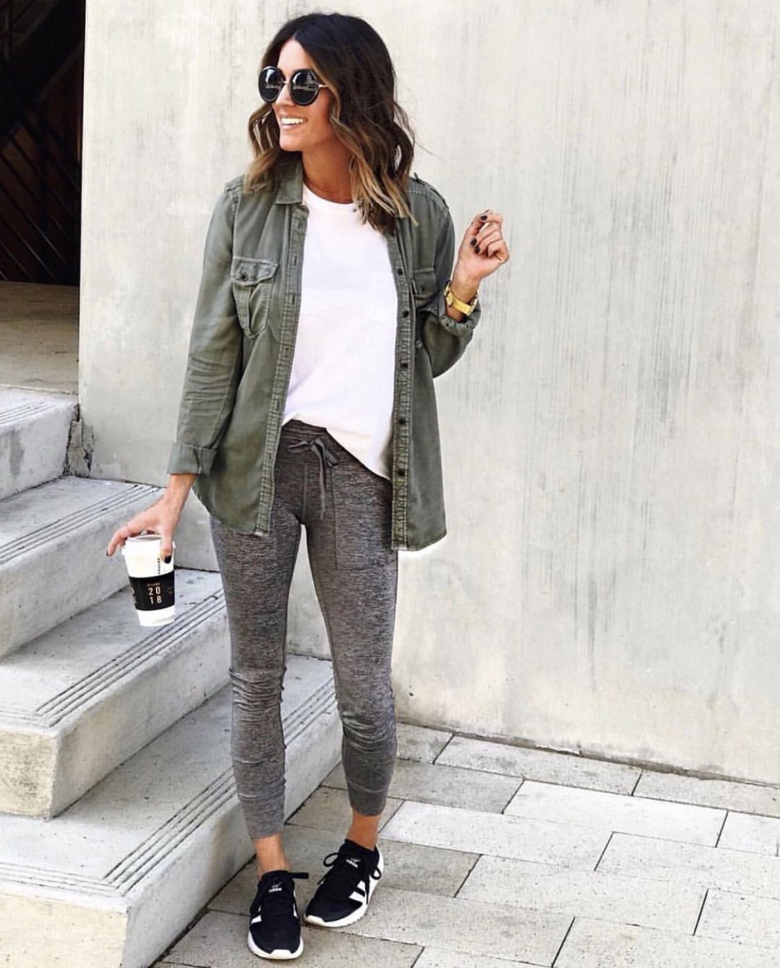 Outfit With Grey Leggings, Jean jacket | Outfit With Grey Leggings ...