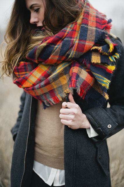 Very adorable flannel scarf, Full plaid: Full plaid,  Fashion accessory,  Scarves Outfits  