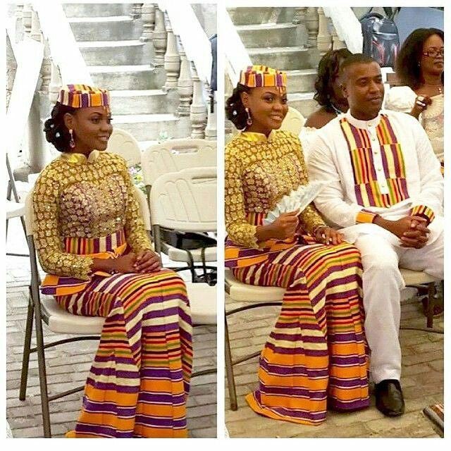 Ghana kente wedding dress, Kente cloth, Ghana Kaba Styles