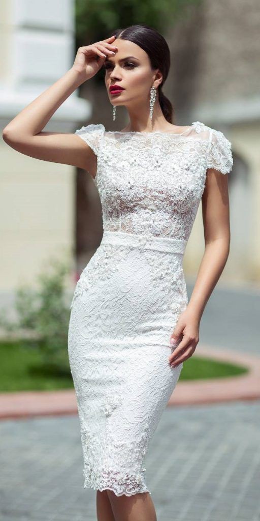 25 best and stylish pencil wedding dress: Backless dress,  Wedding dress,  Scoop neck,  Sheath dress,  Pencil skirt,  White Party Dresses  