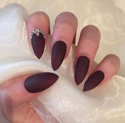 Matte burgundy stiletto nails, Artificial nails: Nail Polish,  Nail art,  Gel nails,  Artificial nails  