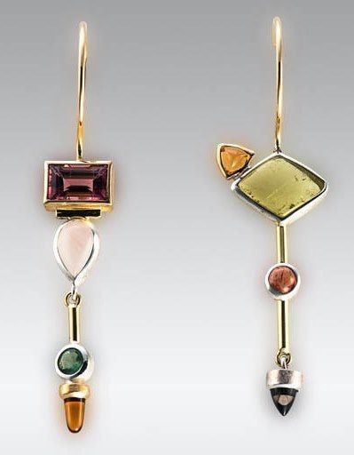 Art Asymmetrical Earrings Ideas, Jewelry design: Costume jewelry,  Earrings,  Rose quartz,  Handmade jewelry,  Jewelry design  