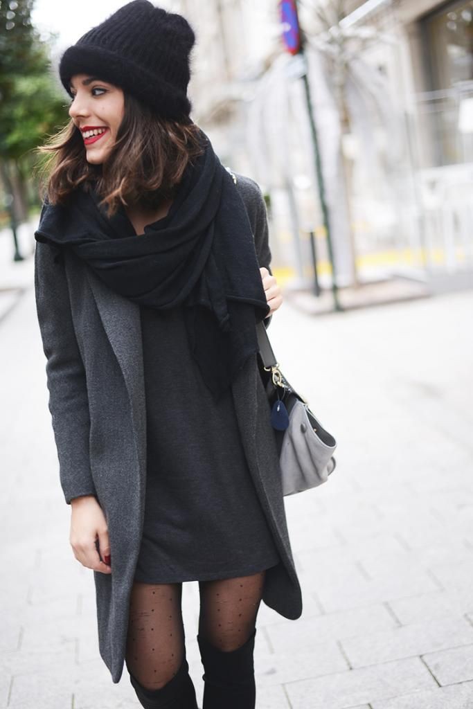 Winter fashion for short girl: winter outfits,  Over-The-Knee Boot,  Street Style,  Funeral Outfits  