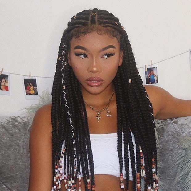 Cute hairstyles black woman braids: Long hair,  Box braids,  Black Women,  Black hair  