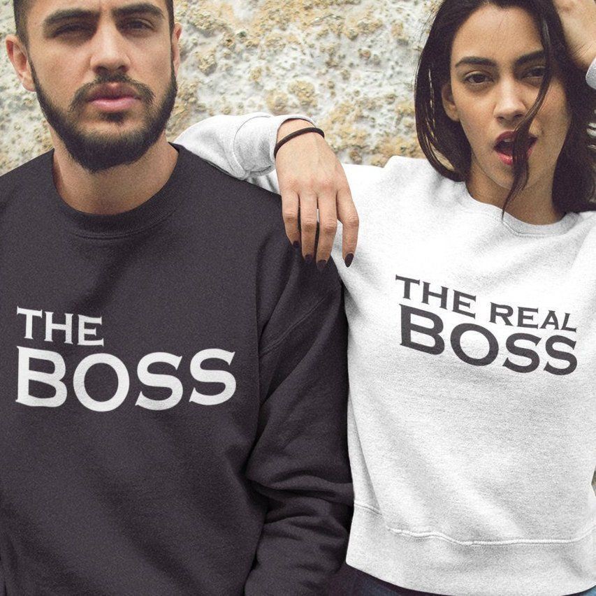Boss the real boss sweater: Christmas jumper,  couple outfits,  Polar fleece,  Casual Outfits  