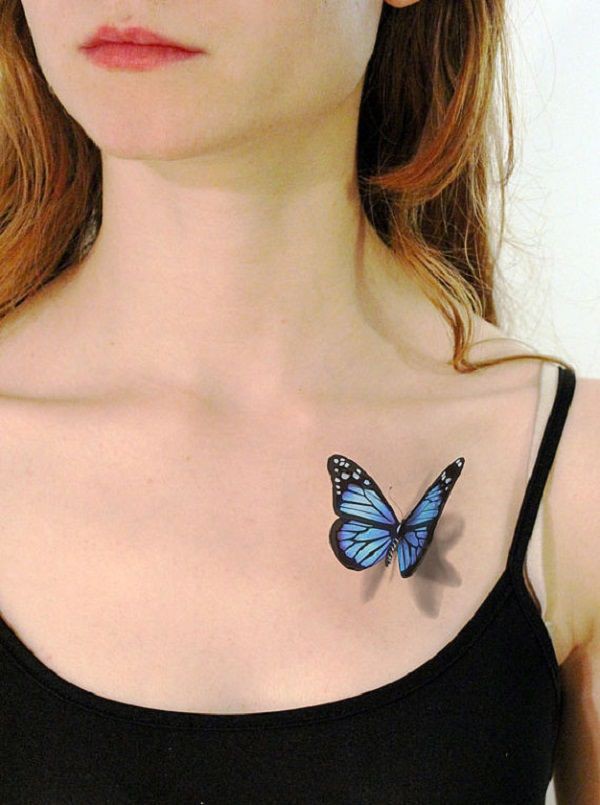 3d butterfly tattoo on shoulder front