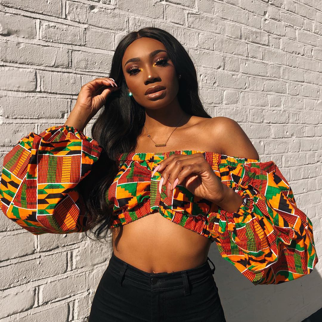 Hot Ebony Teen, African wax prints, Crop top: Backless dress,  Crop top,  Shoulder strap,  Kente cloth,  Hot Instagram Teens  