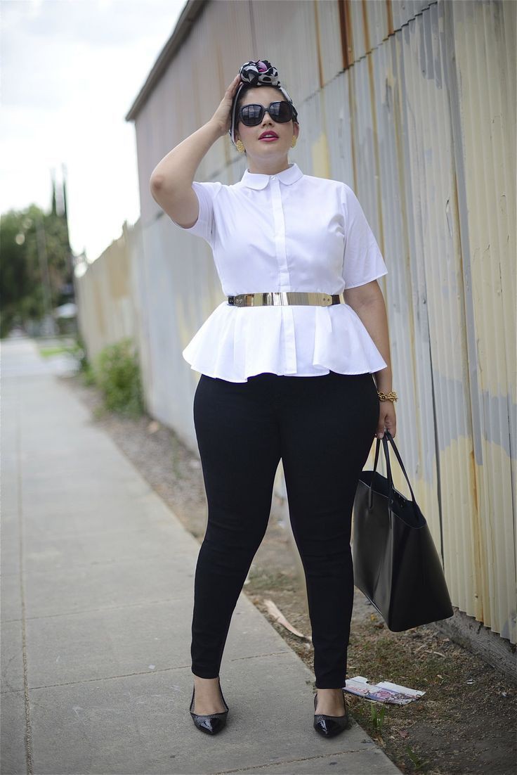 Blusa blanca mujer elegante, Casual wear | Plus Size Workwear Outfits ...