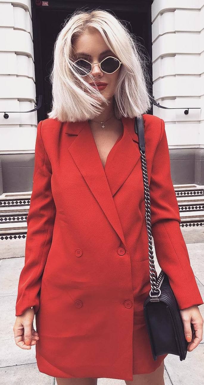 Red blazer dress outfit, Casual wear | Women Blazer Outfits | Blazer ...