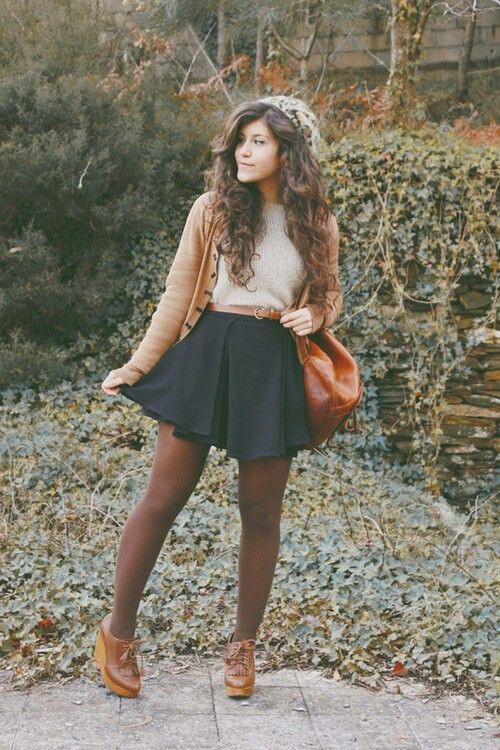 Cute winter skirt outfits, Skater Skirt: winter outfits,  Skater Skirt,  Skirt Outfits,  Casual Outfits,  Swing skirt  