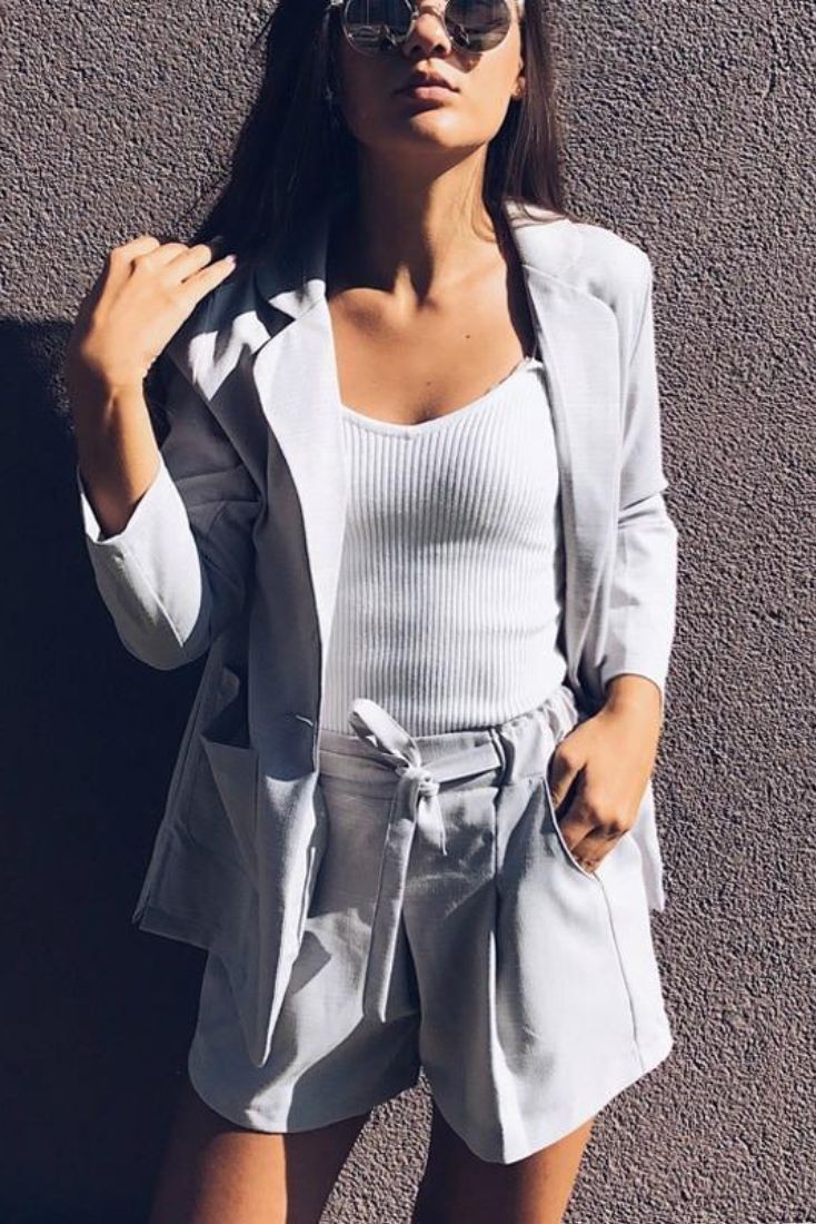 2 piece white linen suit womens: Suit jacket,  Casual Outfits,  Hot Fashion  