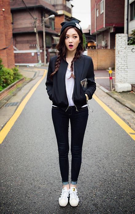 Want these korean girl style, Street fashion: winter outfits,  Slim-Fit Pants,  Street Style,  Casual Outfits,  Jacket Outfits  