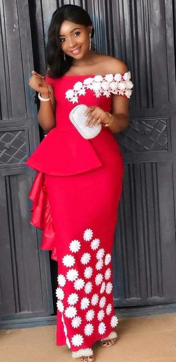 Red dress for wedding africa: Evening gown,  African Dresses,  Bridesmaid dress,  Aso ebi,  Ankara Dresses,  Red Dress  
