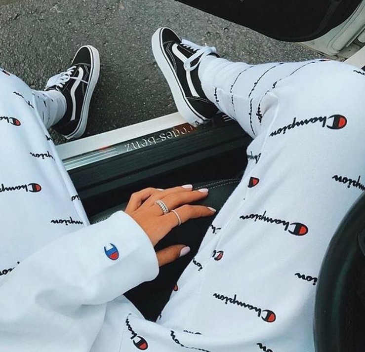 champion outfit with vans