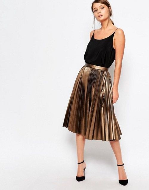 Asos gold pleated skirt, ASOS.com | Outfit With Pleated Skirts | ASOS ...