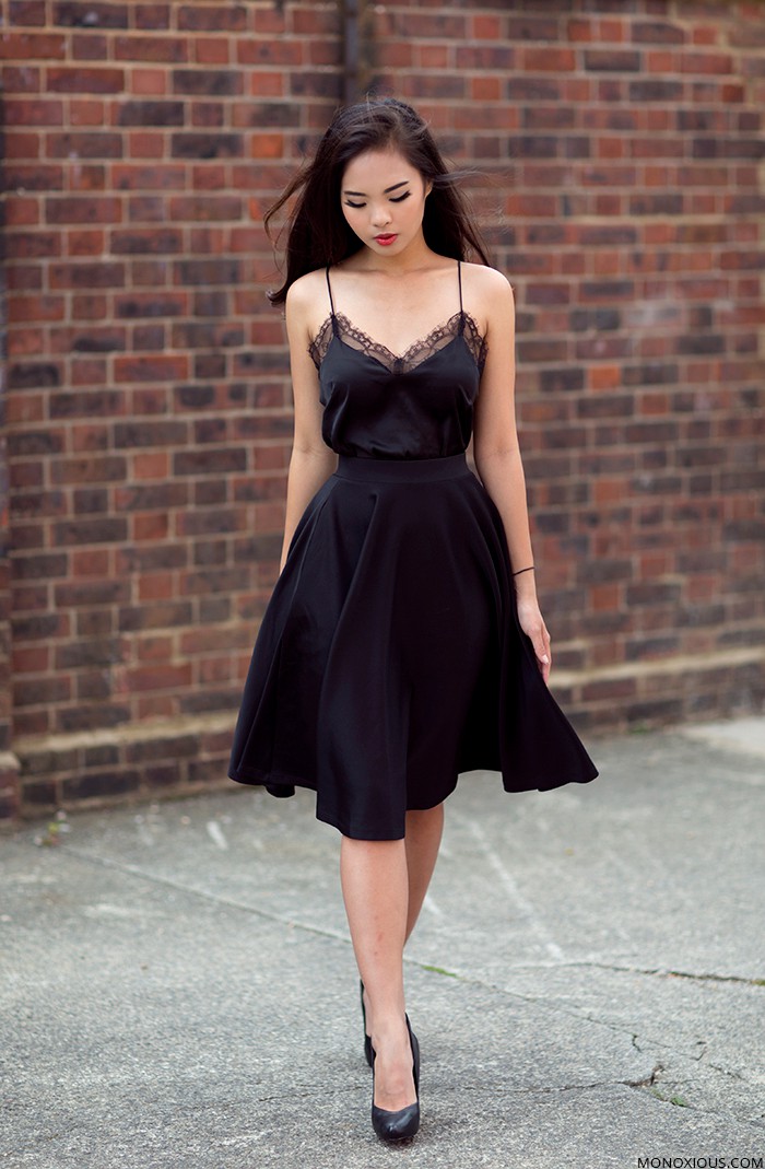 Love it. It’s mine all black dress, Little black dress: Spaghetti strap,  Business casual,  Black Dress Outfits  