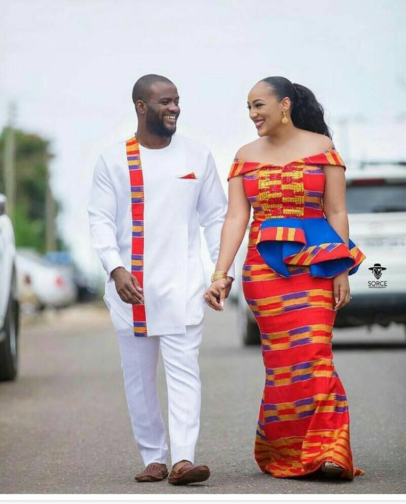 African designs for couples, Kente cloth: Kente cloth,  Kitenge Couple Outfits  
