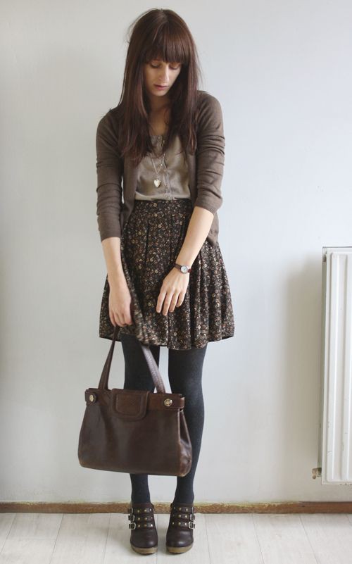 Tights With Skirt Outfit, Floral Skirt: Skirt Outfits  