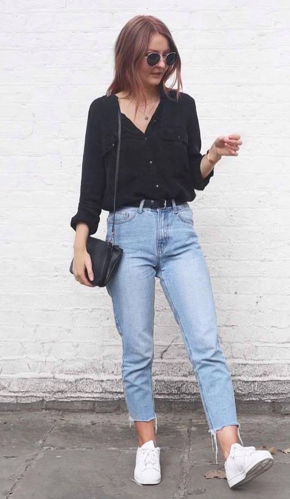 Cute outfits to wear with jeans: Mom jeans,  Casual Outfits,  Skinny Women Outfits  