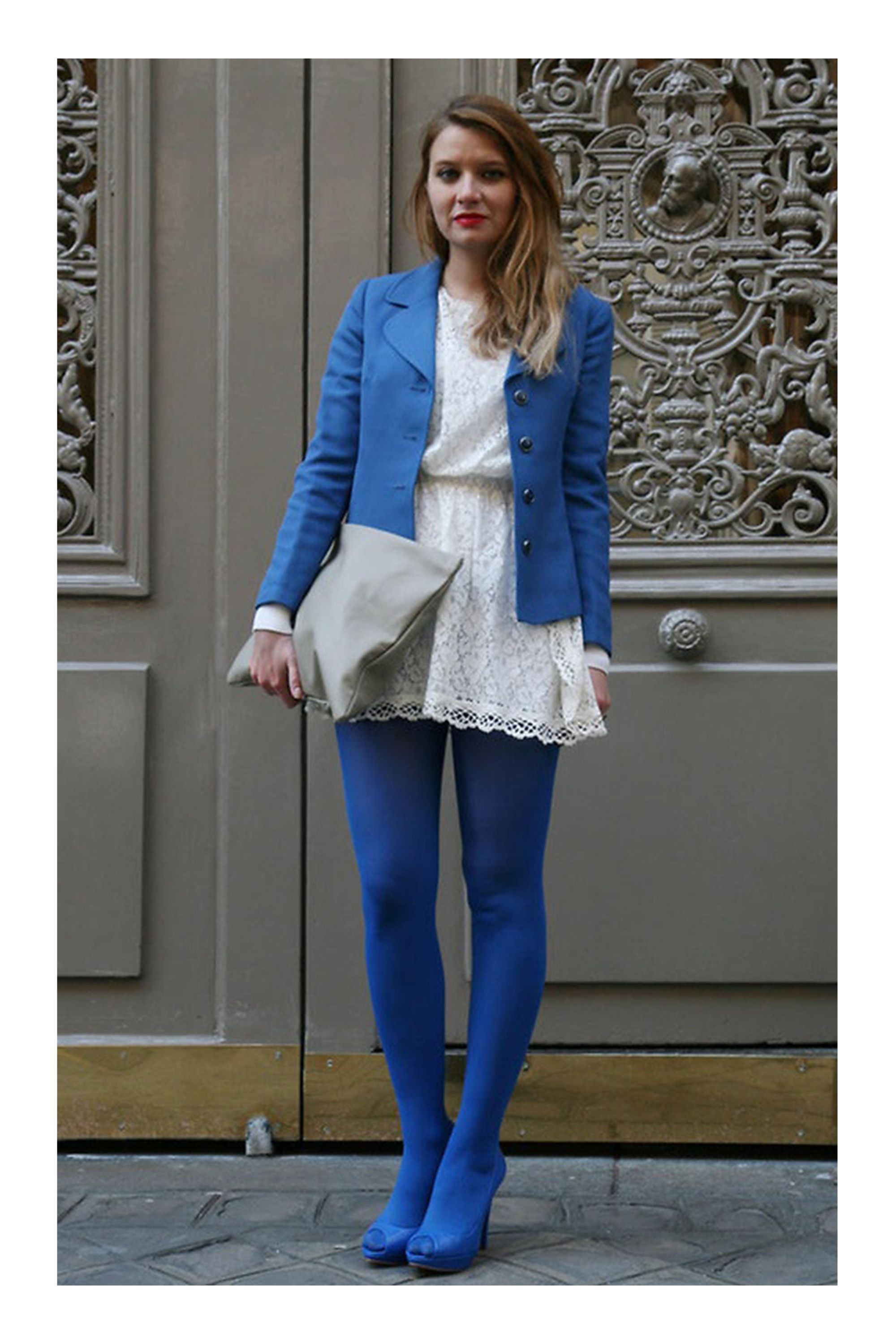 Take at look at blue tights outfit, Navy blue: High-Heeled Shoe,  Navy blue,  Electric blue,  Tights outfit  