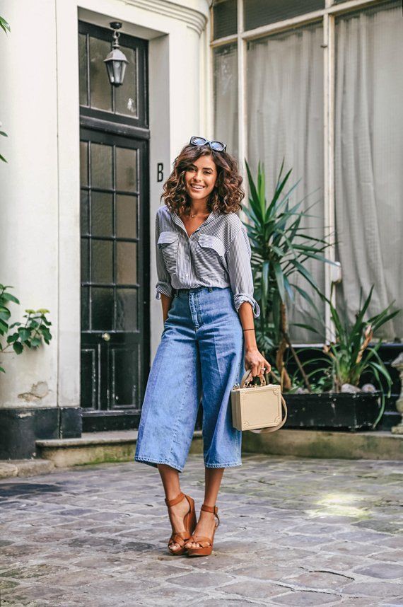Browse more culotte jeans outfit, Three quarter pants: Crop Pants Outfit,  Cropped Jeans,  Loose jeans  