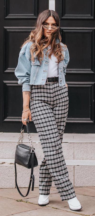 Spring Outfits For Women, Checked Trousers, Checkered trousers: Spring Outfits,  Checkered Trousers,  Street Style,  Checked Trousers  