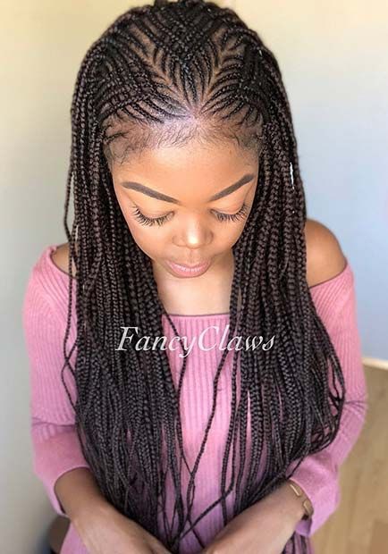 Fashion of today's need thin cornrows, Artificial hair integrations: Hairstyle Ideas,  Box braids,  Braids Hairstyles,  French braid,  Black hair  