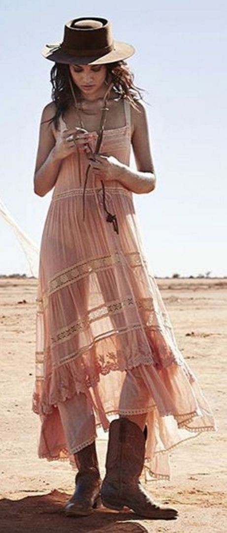 Boho maxi dress cowboy boots: Sleeveless shirt,  Cowboy boot,  Maxi dress,  Boho Dress,  Boho Outfit  